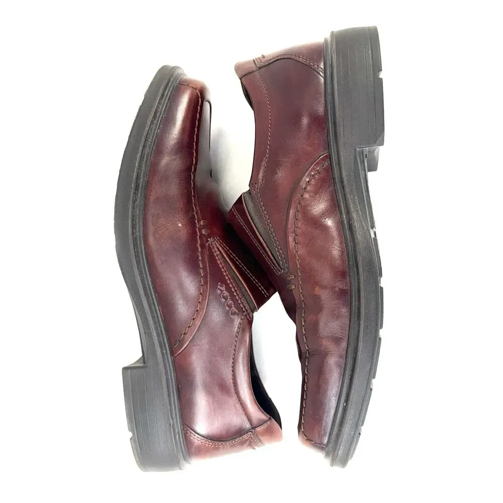 Ecco Men's Calcan Apron Toe Shoes Sz 41 Brown US (7-7.5) Leather Slip-On Loafer